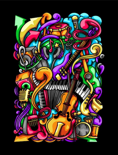 Muziek doodle illustratie