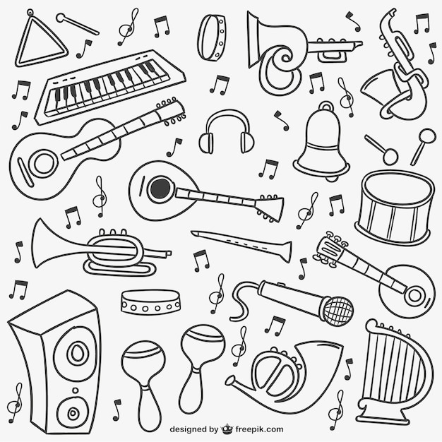 Muziek doodles pak