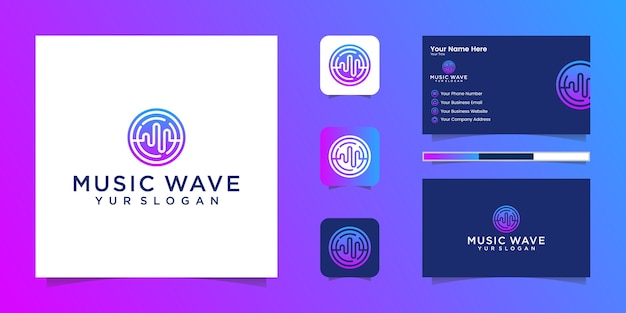 Muziek equalizer logo soundwave en visitekaartje