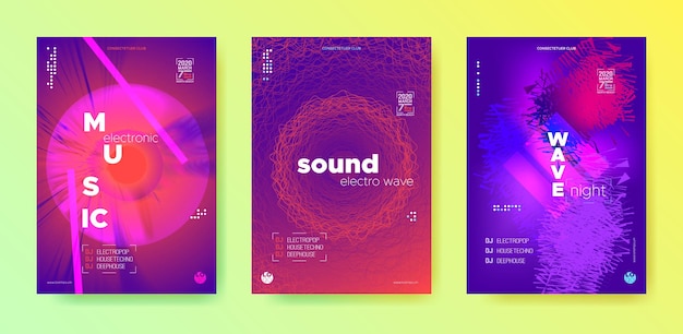 Muziek flyers sjablonen elektronische geluidsfestival brochures