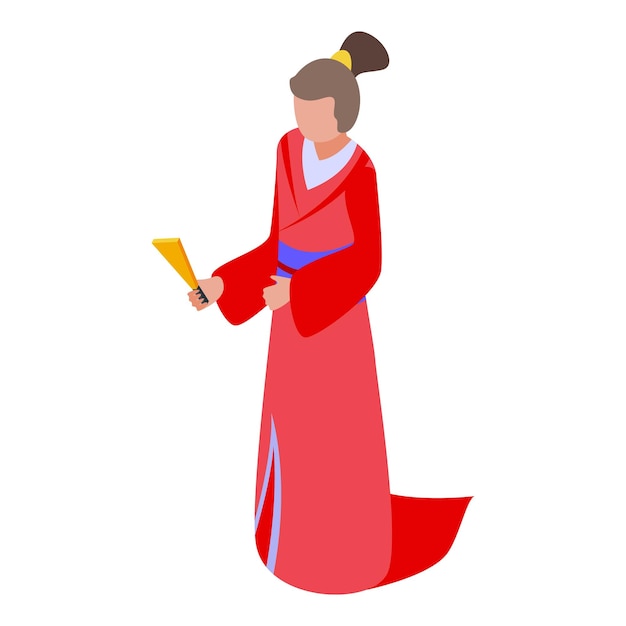 Vector muziek geisha pictogram isometrische vector vrouwelijke kunst sakura reizen