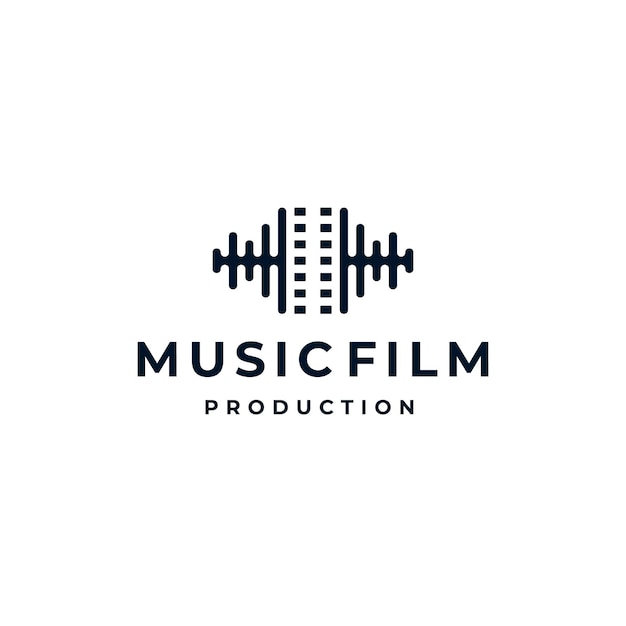 Muziek Geluidsgolfvorm met Film Strip Film Logo Design Inspiratie