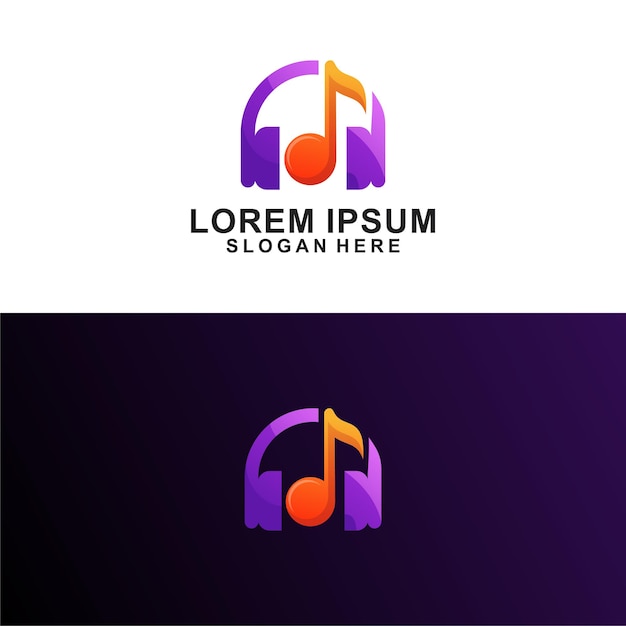 Muziek hoofdtelefoon logo ontwerp