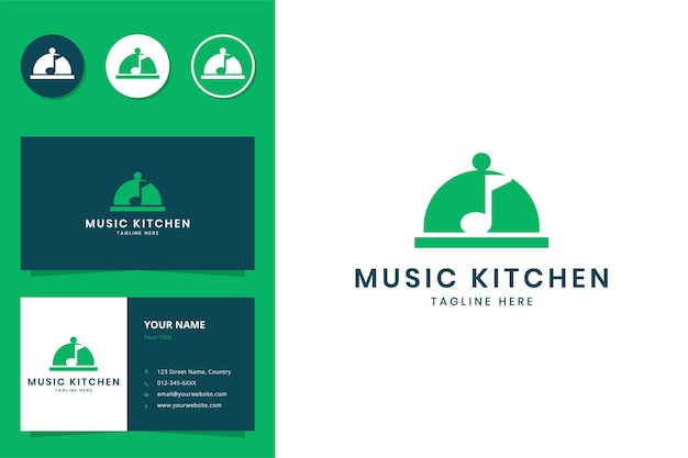 Muziek keuken negatief ruimte logo ontwerp