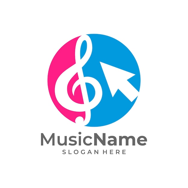 Muziek Klik Logo Vector Touch Muziek logo ontwerpsjabloon