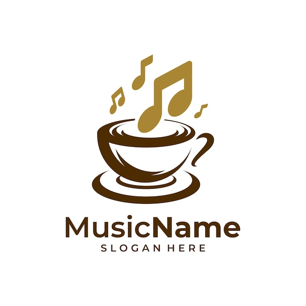 Muziek koffie logo vector pictogram illustratie koffie muziek logo ontwerpsjabloon