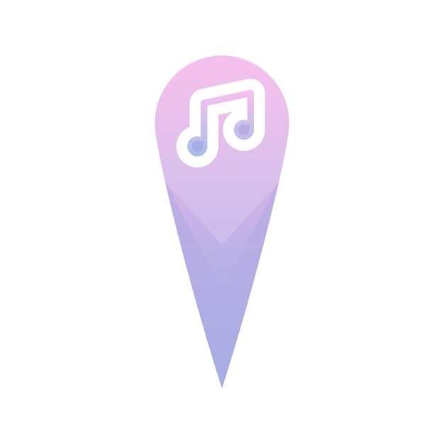 Muziek locatie logo verloop ontwerp sjabloon pictogram