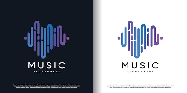 Muziek logo ontwerp icoon met creatieve concept stijl premium vector