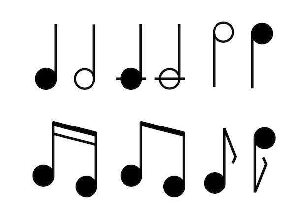 Vector muziek notities ingesteld pictogram in lijnstijl vector geïsoleerde melodie concept