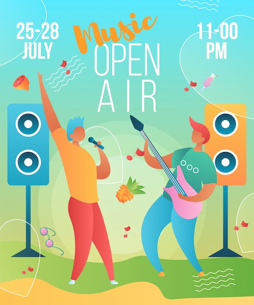 Vector muziek open lucht poster sjabloon met tekens