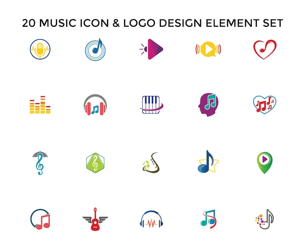 Muziek pictogram Logo ontwerpset