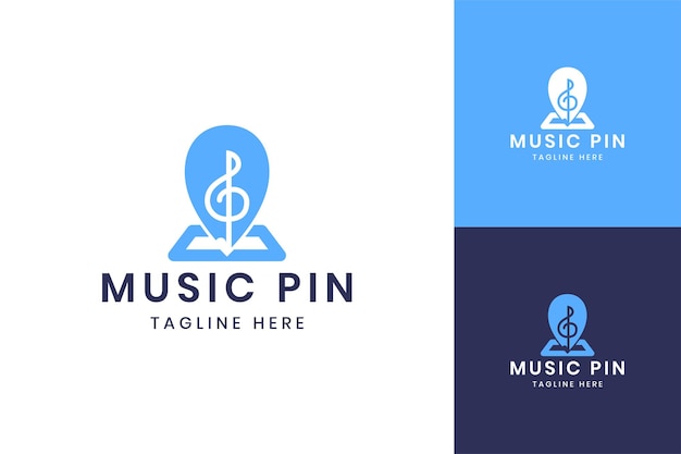 Muziek pin negatief ruimte logo ontwerp