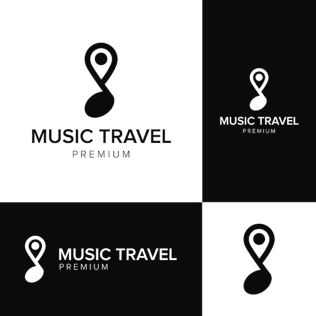 Muziek reizen logo vector pictogrammalplaatje