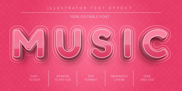 Vector muziek roze tekststijl, lettertype-effect