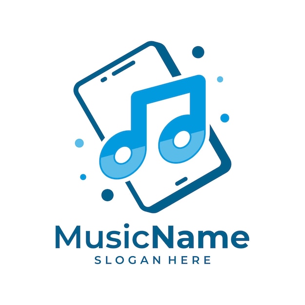 Muziek telefoon logo vector pictogram illustratie telefoon muziek logo ontwerpsjabloon