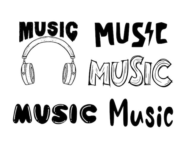 Muziek typografie illustratie set gratis vector