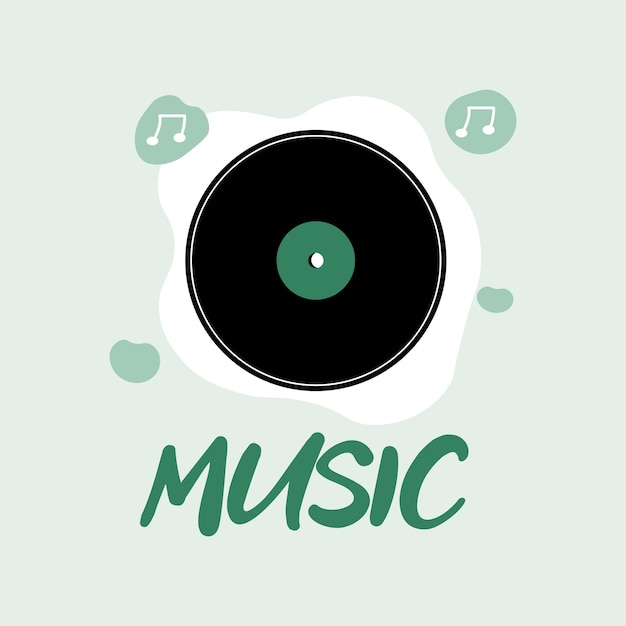 Muziek vinyl cassette illustratie cartoon doodle stijl cd schijf audio record retro vintage