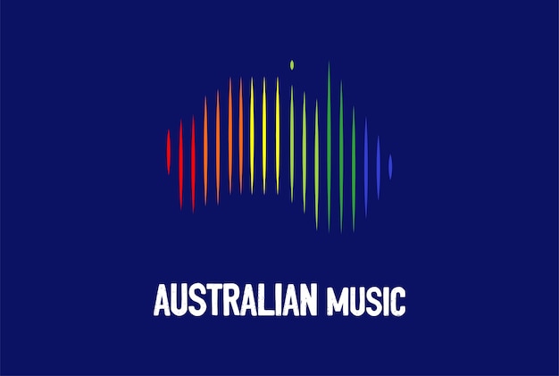 Muziekbalk Equalizer Wavefrom vorm Australische continent kaart Logo ontwerp