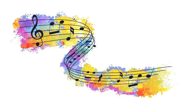 Vector muziekblad muzieknoot in kleurrijke achtergrond