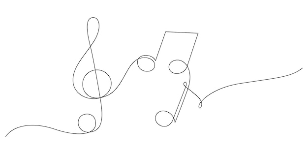 Muziekconcept met muzieknoten in één lijn tekenen minimalisme