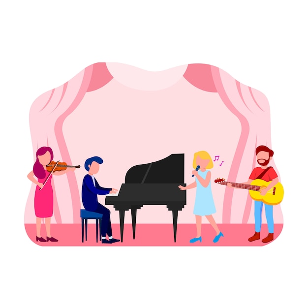 Muziekconcert illustratie platte vector