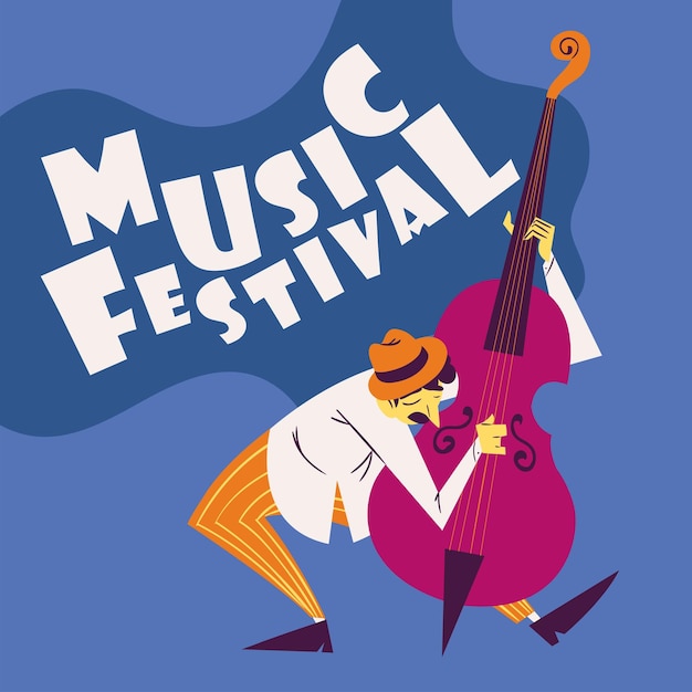 Muziekfestival poster muzikant met cello