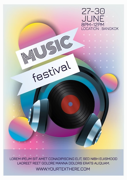 Vector muziekfestival poster voor nachtfeest