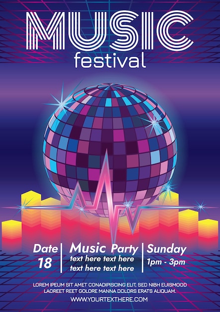 Muziekfestival poster voor nachtfeest