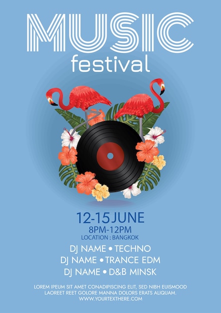 Vector muziekfestival poster zomer strandfeest