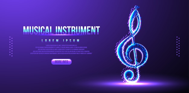 Muziekinstrument Opmerking laag poly draadframe