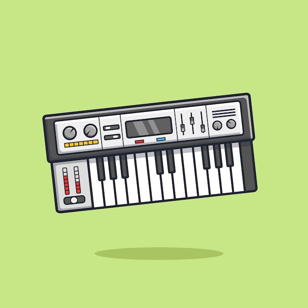 Muziekinstrument Toetsenbord Illustratie, Vector, Plat Pictogram, Plat Ontwerp