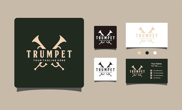 Muziekinstrument trompet logo ontwerp pictogram vector