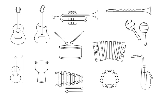 Muziekinstrumenten lijn ingesteld