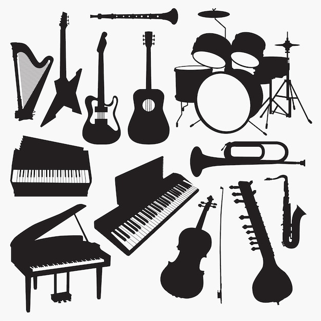 Muziekinstrumenten silhouetten