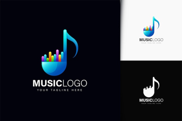 Muzieklogo-ontwerp met verloop