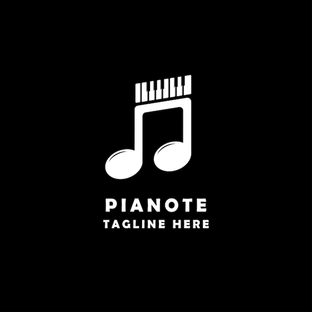 Muzieknoot en piano-logo-ontwerpinspiratie