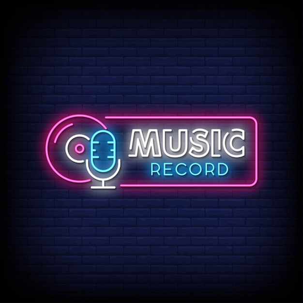 Muziekrecord neon signs style text