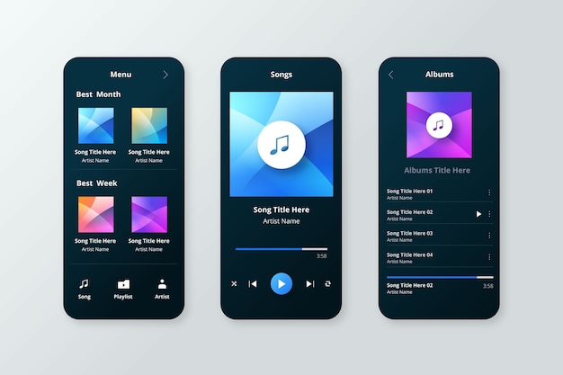 Vector muziekspeler app interface concept