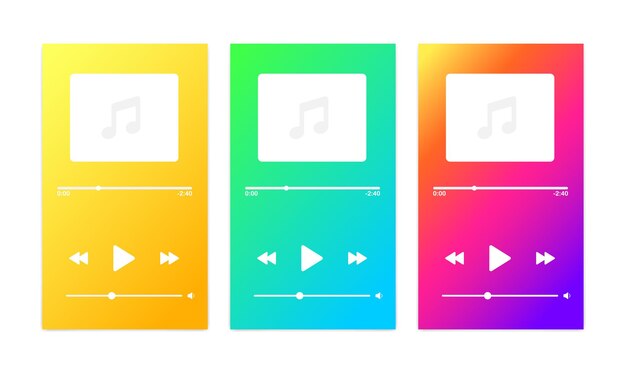Vector muziekspeler-interface egale kleur muziekspeler mockup vectorillustratie