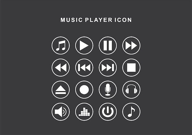 Vector muziekspelerpictogram met plat ontwerp