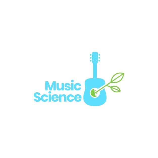 Muziekwetenschap gitaar laboratorium glas laat logo ontwerp vector illustratie pictogrammalplaatje