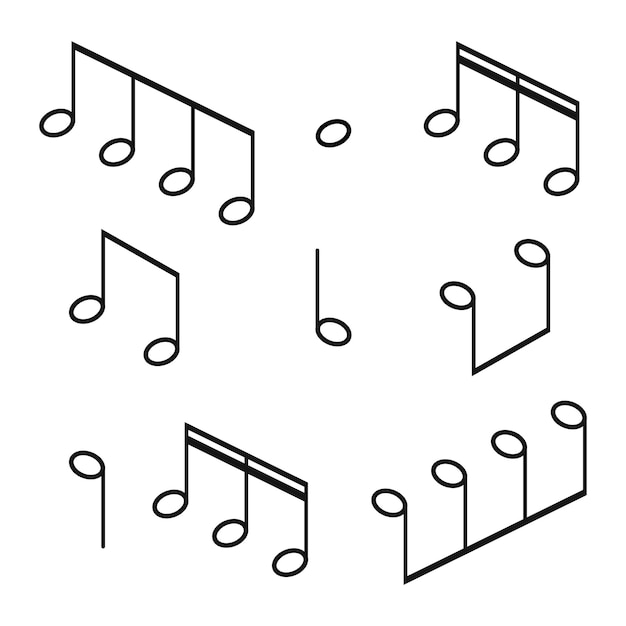 Vector muzikaal ontwerpelementmuzieknotensymbolenvectorillustratie