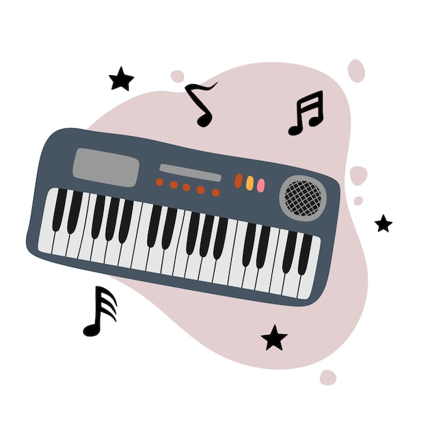 Muzikale toetsenbord instrument clipart cartoon stijl