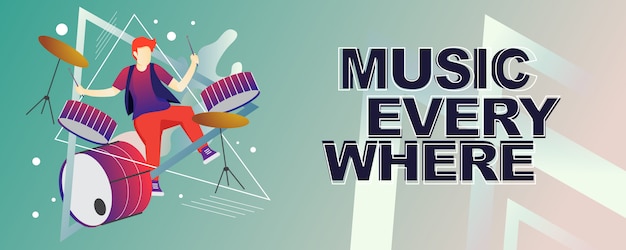 Muzikant met muziek instrument banner