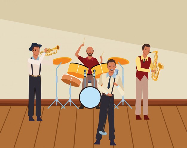 Muzikant speelt in een band