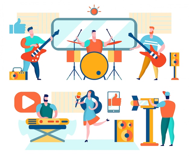 Muzikanten en zangers spelen muziek
