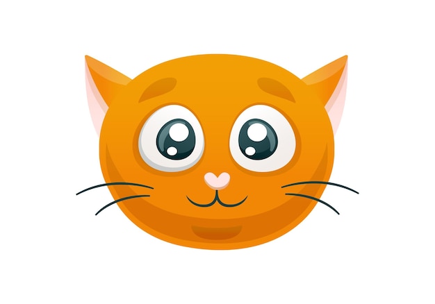 Vector muzzle of the orange cat cartoon kitten head pet from the cat family smiles domestic animal children