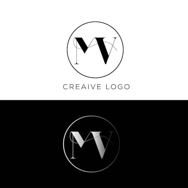 MV initial letter logo design