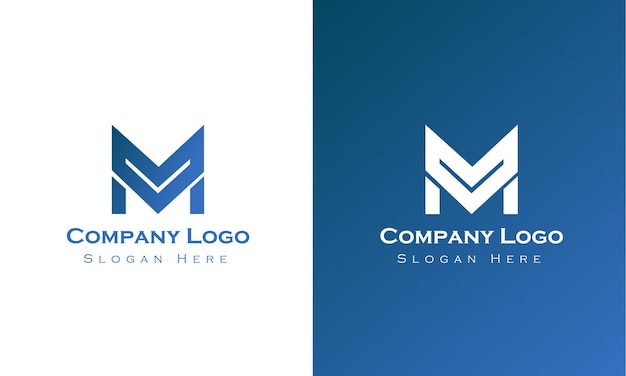 Vector mv or vm letter logo design template