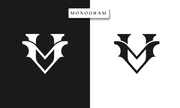 MV VM MV Monogram Logo sjabloon vectorillustratie geïsoleerd in zwart witte achtergrond